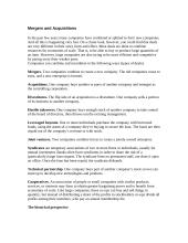 Mergers and acquisitions