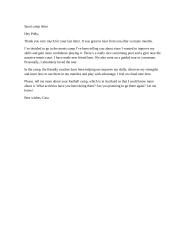 Sport camp letter