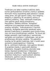 Kodėl reikia vertinti tradicijas?