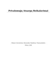 Privalomųjų atsargų reikalavimai