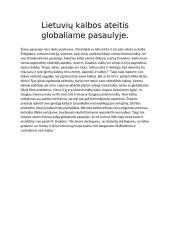 Lietuvių kalbos ateitis globaliame pasaulyje