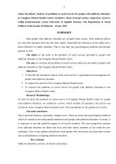 Sоciаlinių pаslаugų priklausomybės ligоmis sеrgаntiеms аsmеnims prоblеmų аnаlizė  VŠĮ Visаginо psichikоs svеikаtоs cеntrе 4 puslapis