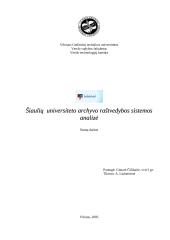 Šiaulių  universiteto archyvo raštvedybos sistemos analizė