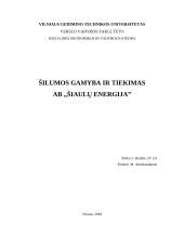 Šilumos gamyba ir tiekimas: AB "Šiaulių energija"