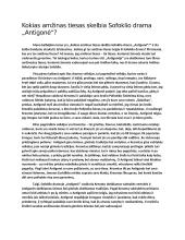 ﻿Kokias amžinas tiesas skelbia Sofoklio drama „Antigonė“?