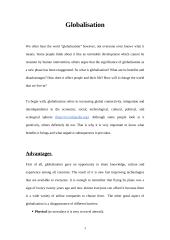 Globalisation's advantages and impact