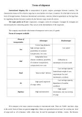 Terms of shipment