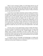 Advantage and disadvantage essay - holiday