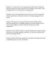 Dialogue whether studying two foreign languages at school should be compulsory 2 puslapis