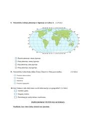 Geografijos testas 7 klasei iš I skyriaus „Geografijos veidai“  2 puslapis