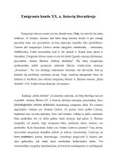 Emigranto lemtis XX a. lietuvių literatūroje 