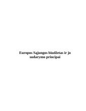 Europos Sąjungos (ES) biudžeto sudarymo principai