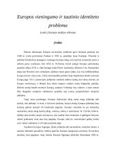 Europos vieningumo ir tautinio identiteto problema
