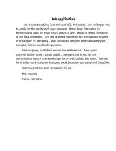 Job application letter