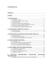 Investicinės teisės reglamentavimo pagrindiniai aspektai