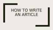 How to Write An Article