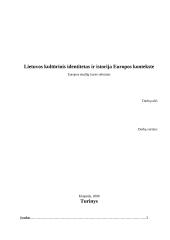 Lietuvos kultūrinis identitetas bei istorija Europos kontekste