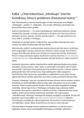 Kalba. J. Marcinkevičiaus „Mindaugo“ istorinis kontekstas, tema ir problemos (Pastatymai teatre)