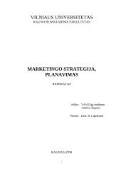 Marketingo strategija, planavimas