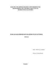 Paslaugos produkto kainos nustatymas