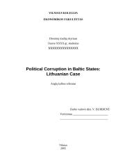 Political Corruption in Baltic States: Lithuanian Case