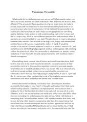 Monologue: Personality