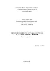 Rizikos pasireiškimo atvejų įvertinimas planavimo proceso turiniui