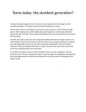 Teens today: the dumbest generation? (essay)