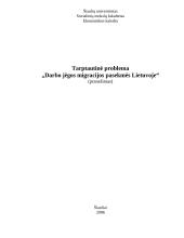 Tarptautinė problema: Darbo jėgos migracijos pasekmės Lietuvoje