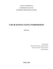 VaR ir konsultantų pasirinkimas