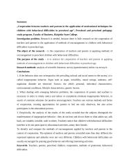 Mokytojų ir tėvų bendradarbiavimas taikant skatinimo būdus vaikams su elgesio sunkumais ikimokykliniame amžiuje 6 puslapis