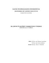 AB „Pieno žvaigždės“ marketingo tyrimas