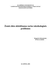 Žemės ūkio skleidžiamos taršos toksikologinės problemos