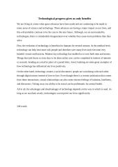 Technological progress gives us only benefits