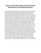 Ironija ir groteskas J. Savickio kūryboje: provokacija ar visuomenės veidrodis?