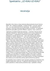 Spektaklio ,,LĖ-KIAU-LĖ-KIAU” recenzija