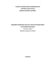 Nedarbo problemų analizė taikant matematinius statistinius metodus