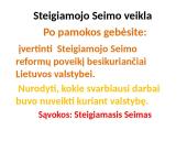 Steigiamojo Seimo veikla 1 puslapis