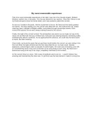 My most memorable experience