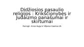 Didžiosios pasaulio religijos: Krikščionybės ir Judaizmo panašumai ir skirtumai