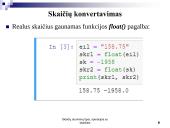 Skaičių duomenų tipai, operacijos su skaičiais 8 puslapis