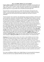 How can hobbies influence our personalities