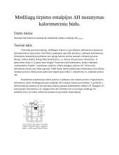 Medžiagų tirpimo entalpijos H nustatymas kalorimetriniu būdu