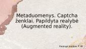 Metaduomenys. Captcha ženklai. Papildyta realybė (Augmented reality)