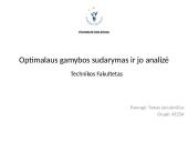 Optimalaus gamybos sudarymas ir jo analizė