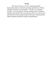 Eksploatacinių skysčių parinkimas automobiliui  Ford focus 2007 metų, 1.8l 4 puslapis