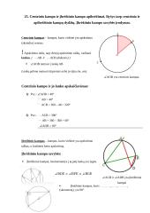 Centrinio kampo ir įbrėžtinio kampo apibrėžimai. Ryšys tarp centrinio ir apibrėžtinio kampų dydžių. Įbrėžtinio kampo savybės įrodymas