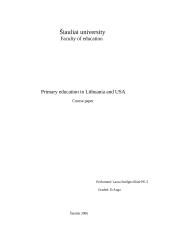 Primary education in Lithuania and United States of America (USA)