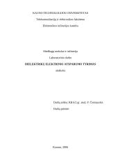 Įvairių tipų dielektrikų elektrinio atsparumo tyrimas