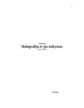 Holografija ir jos taikymas